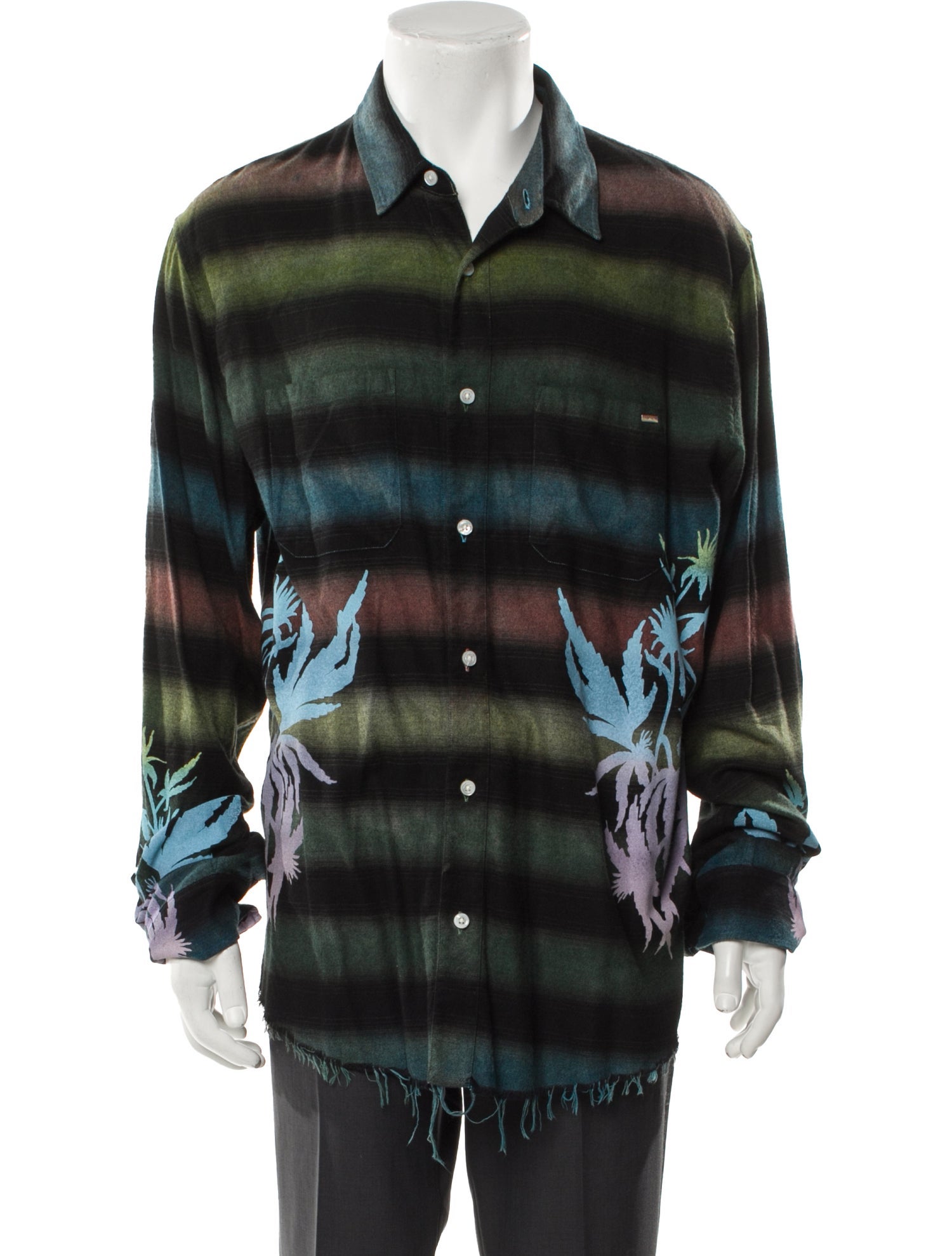 Amiri Tie-Dye Print Long Sleeve Western Shirt