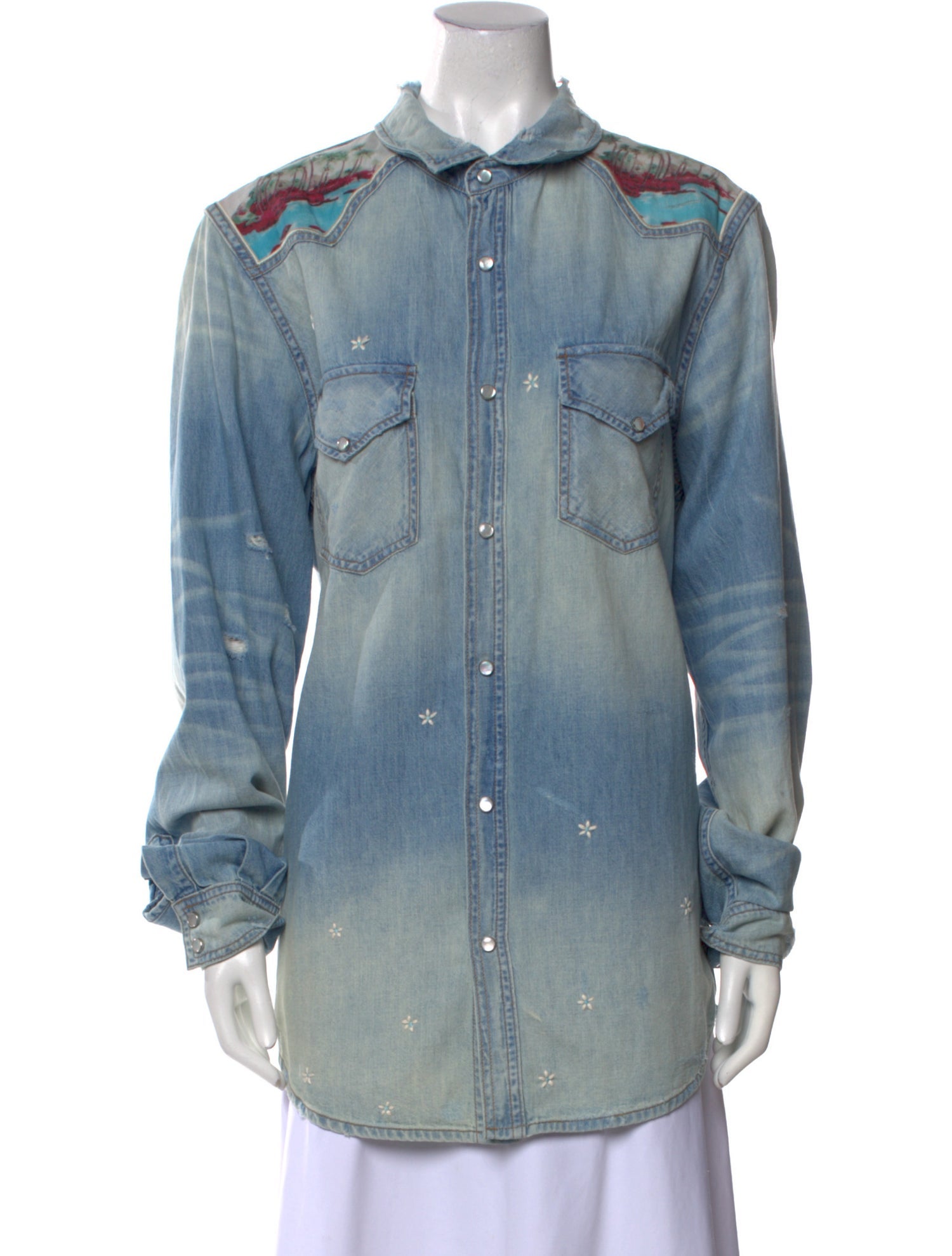 Amiri Long Sleeve Button-Up Top