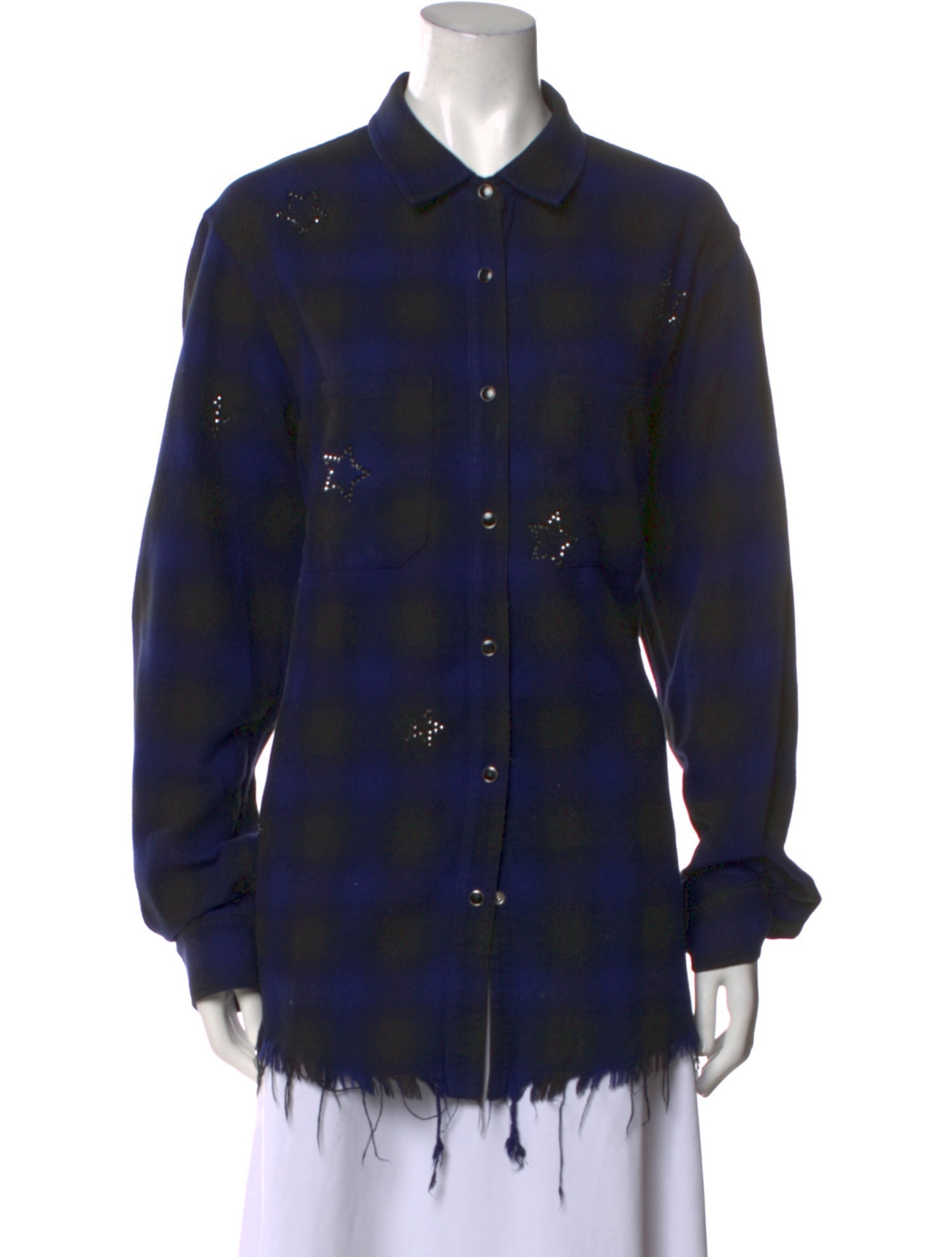 Amiri Plaid Print Long Sleeve Button-Up Top