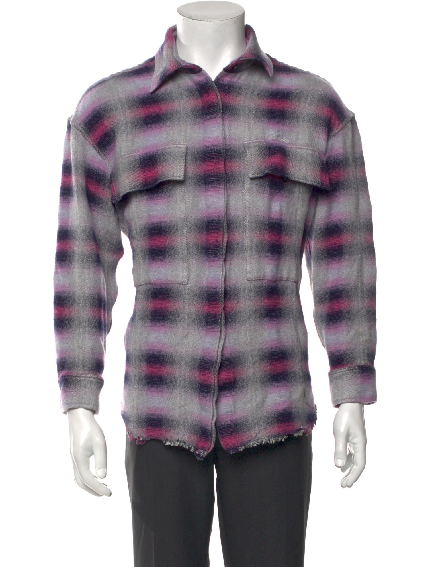 Amiri Plaid Print Collar Cardigan