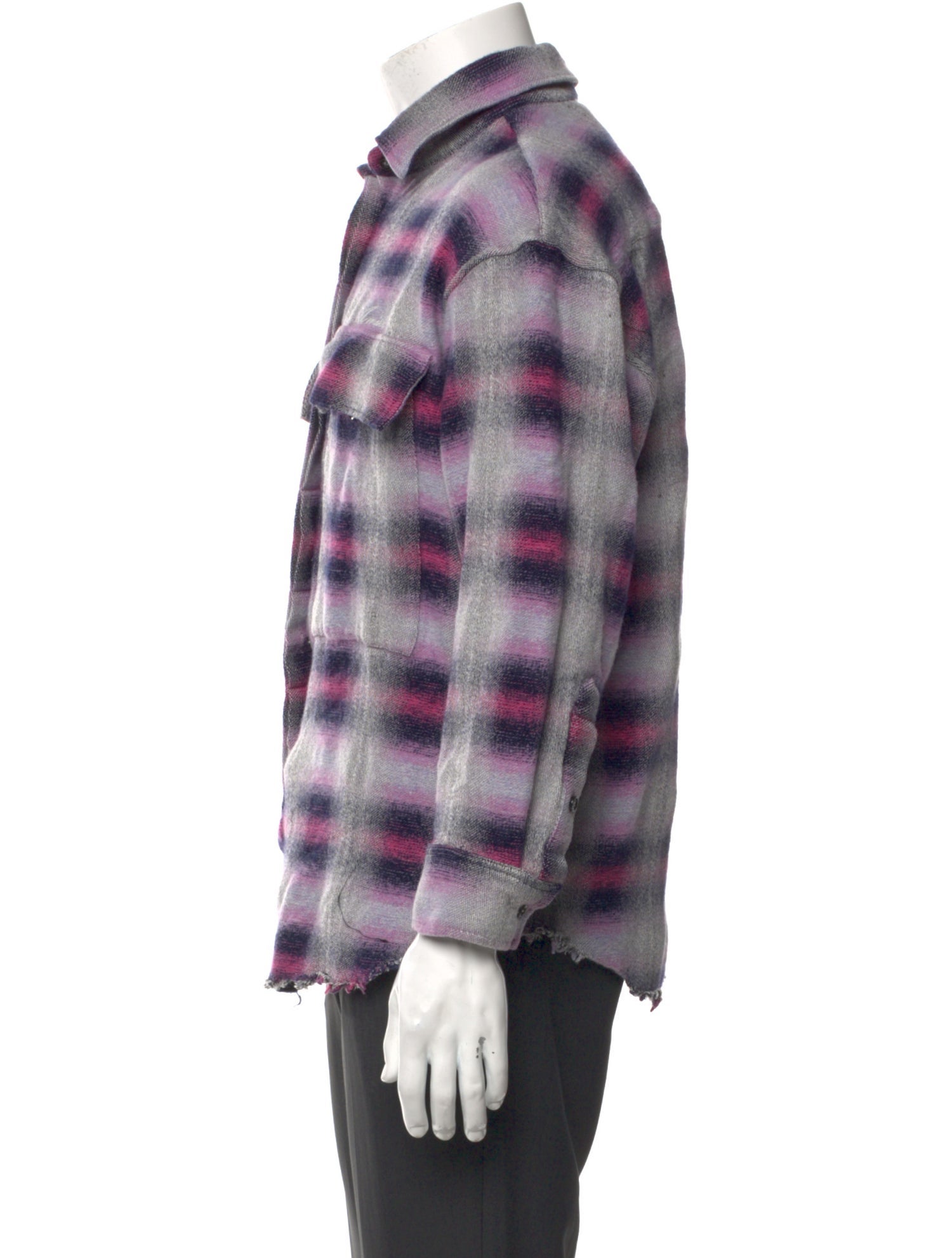 Amiri Plaid Print Collar Cardigan