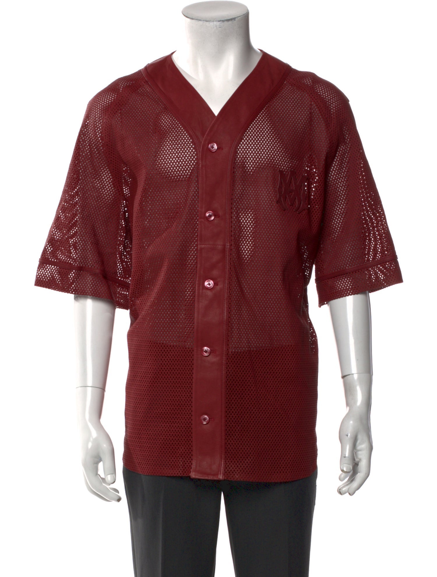 Amiri Leather Three-Quarter Sleeve Shirt