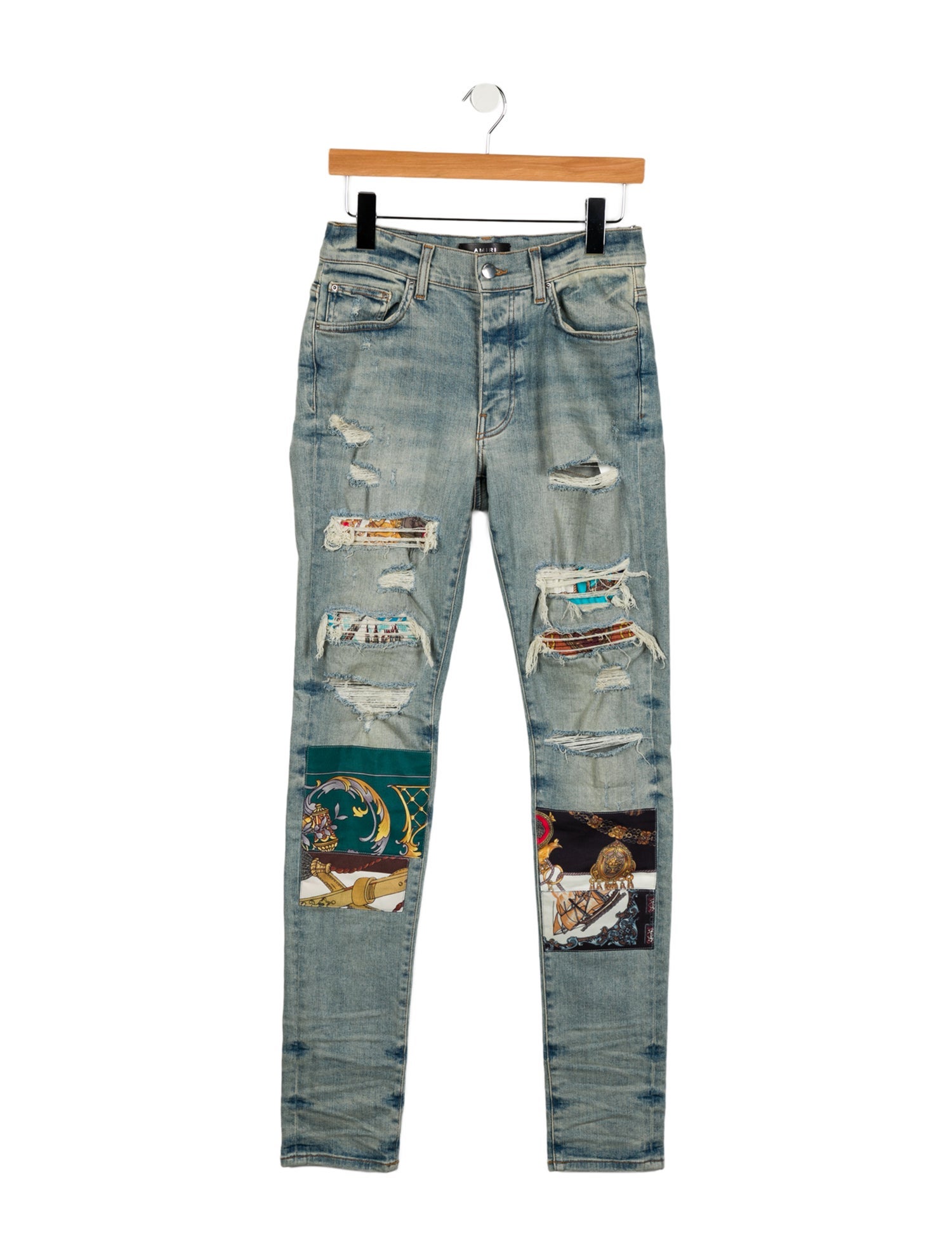 Amiri Scarves Art Patch Skinny Jeans w/ Tags