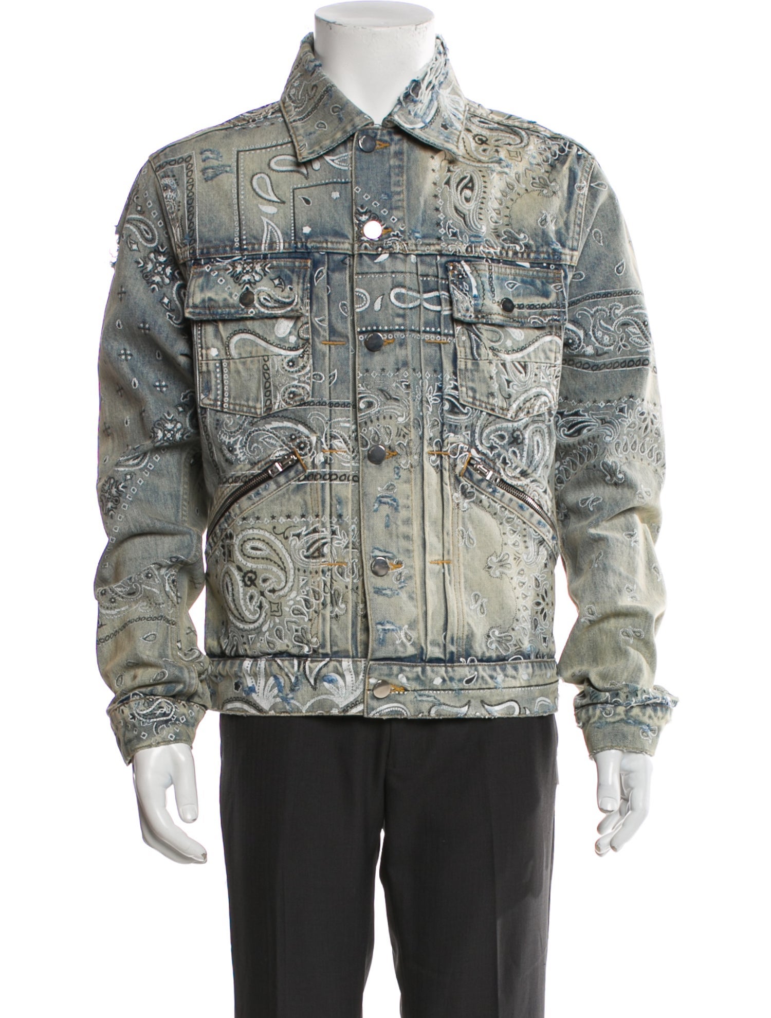 Amiri Plaid Print Denim Jacket