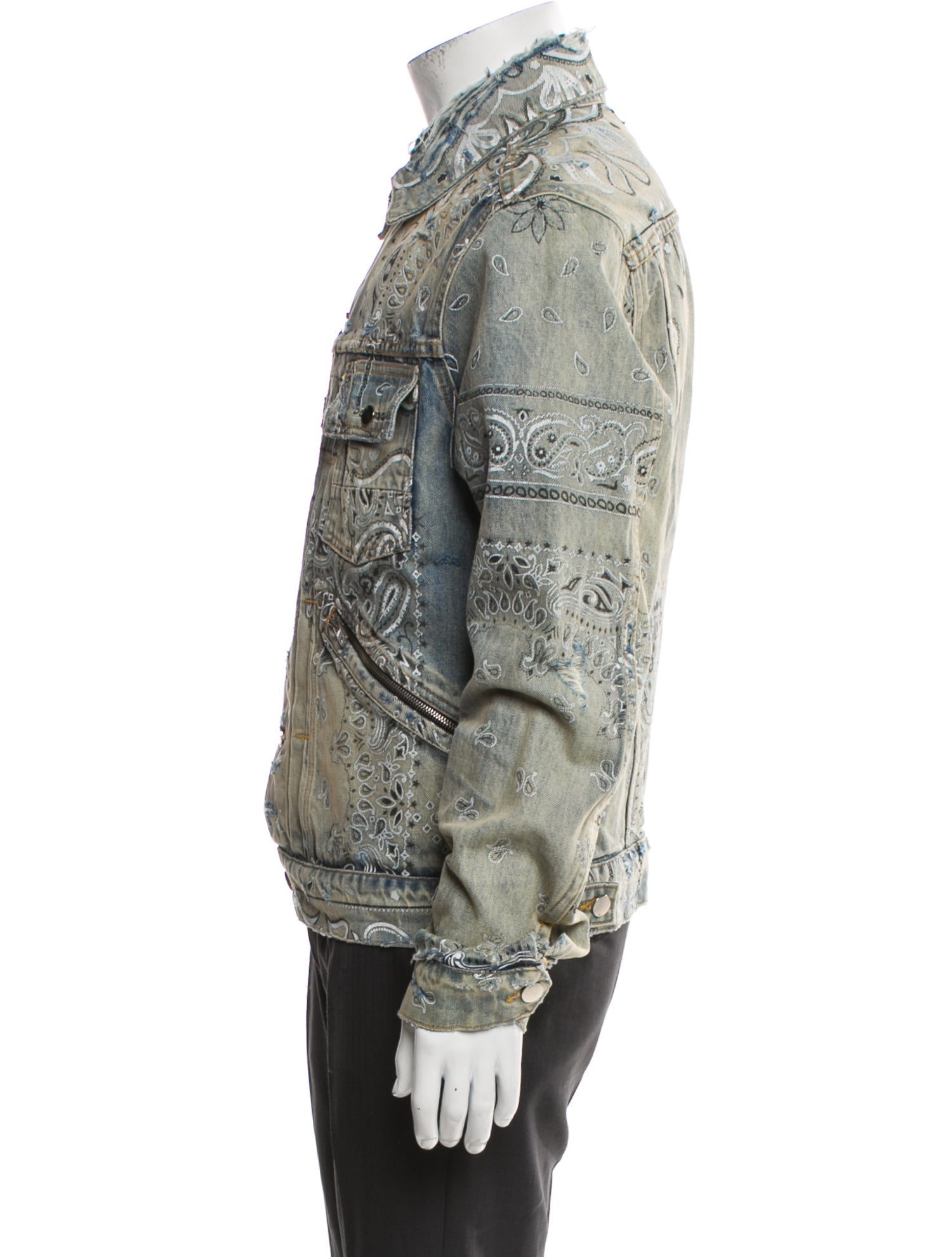 Amiri Plaid Print Denim Jacket