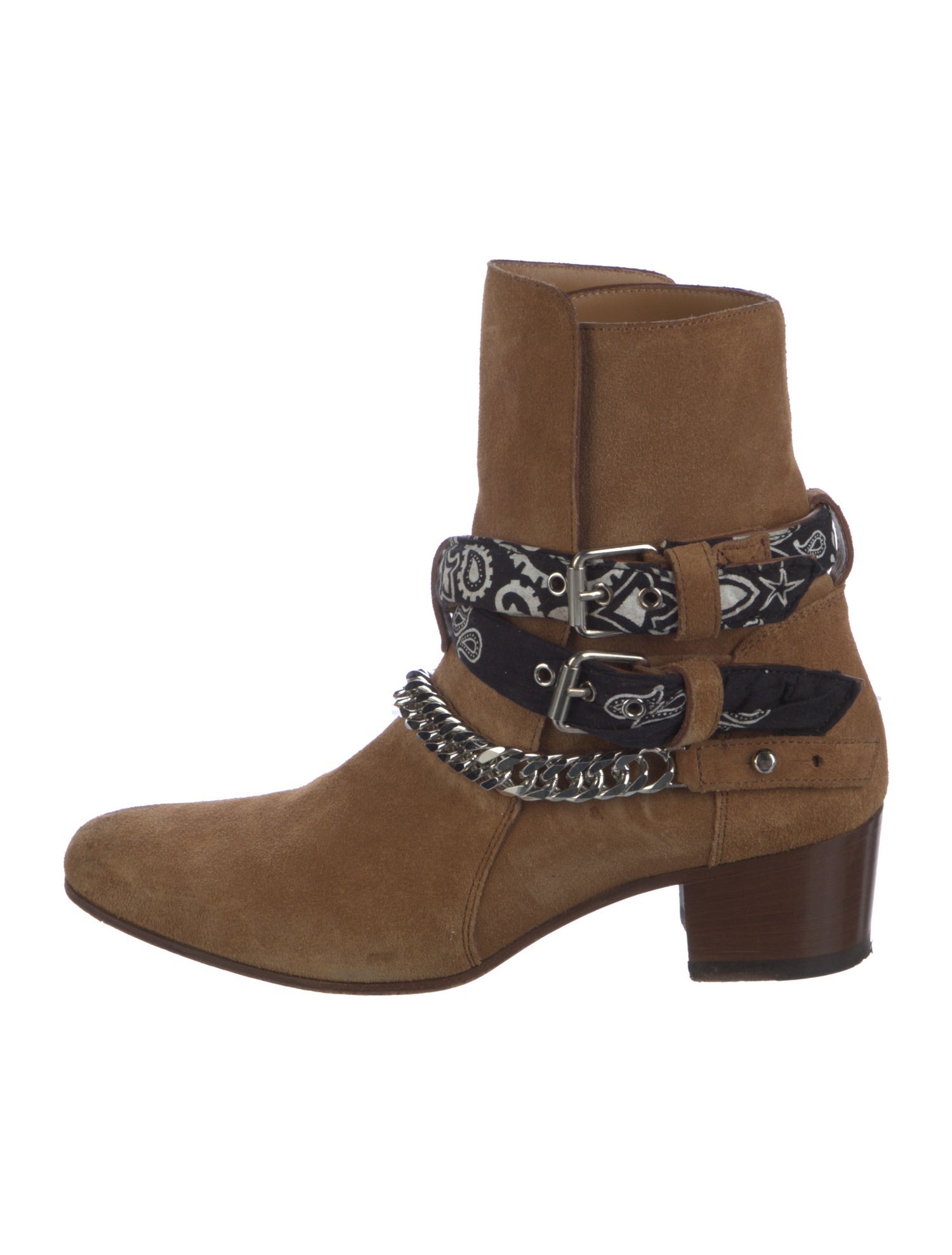 Amiri Suede Chain-Link Accents Moto Boots