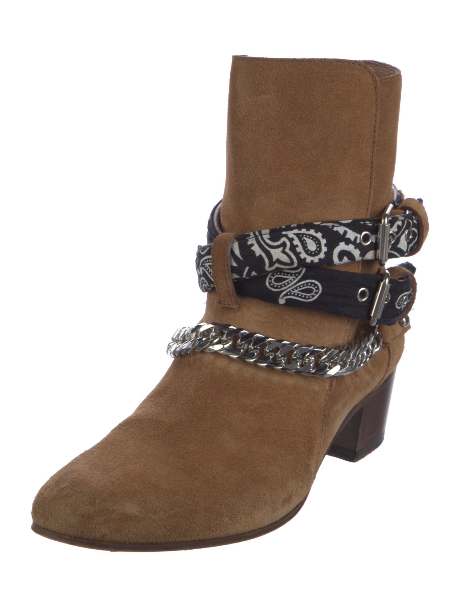 Amiri Suede Chain-Link Accents Moto Boots