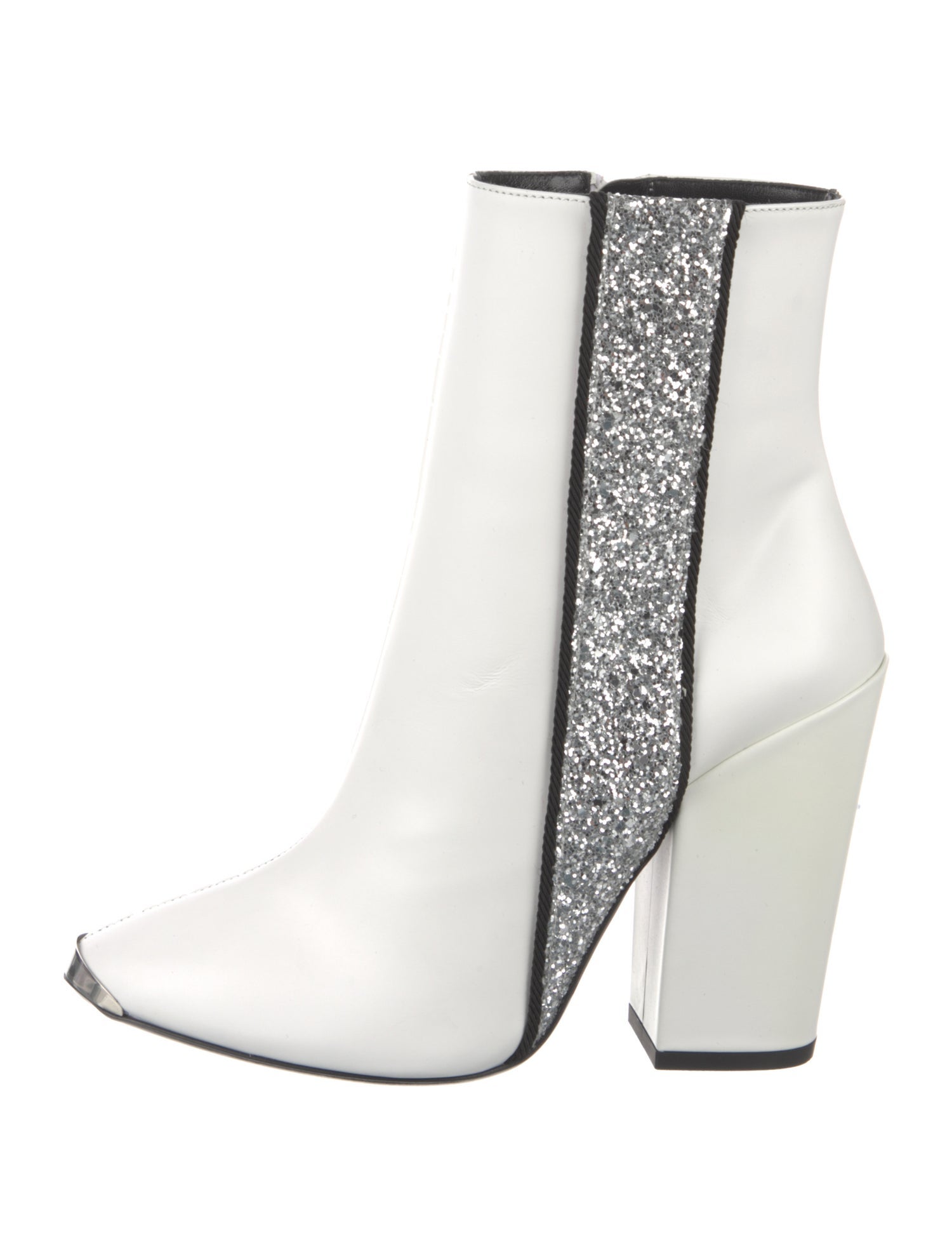 Amiri Leather Glitter Accents Boots