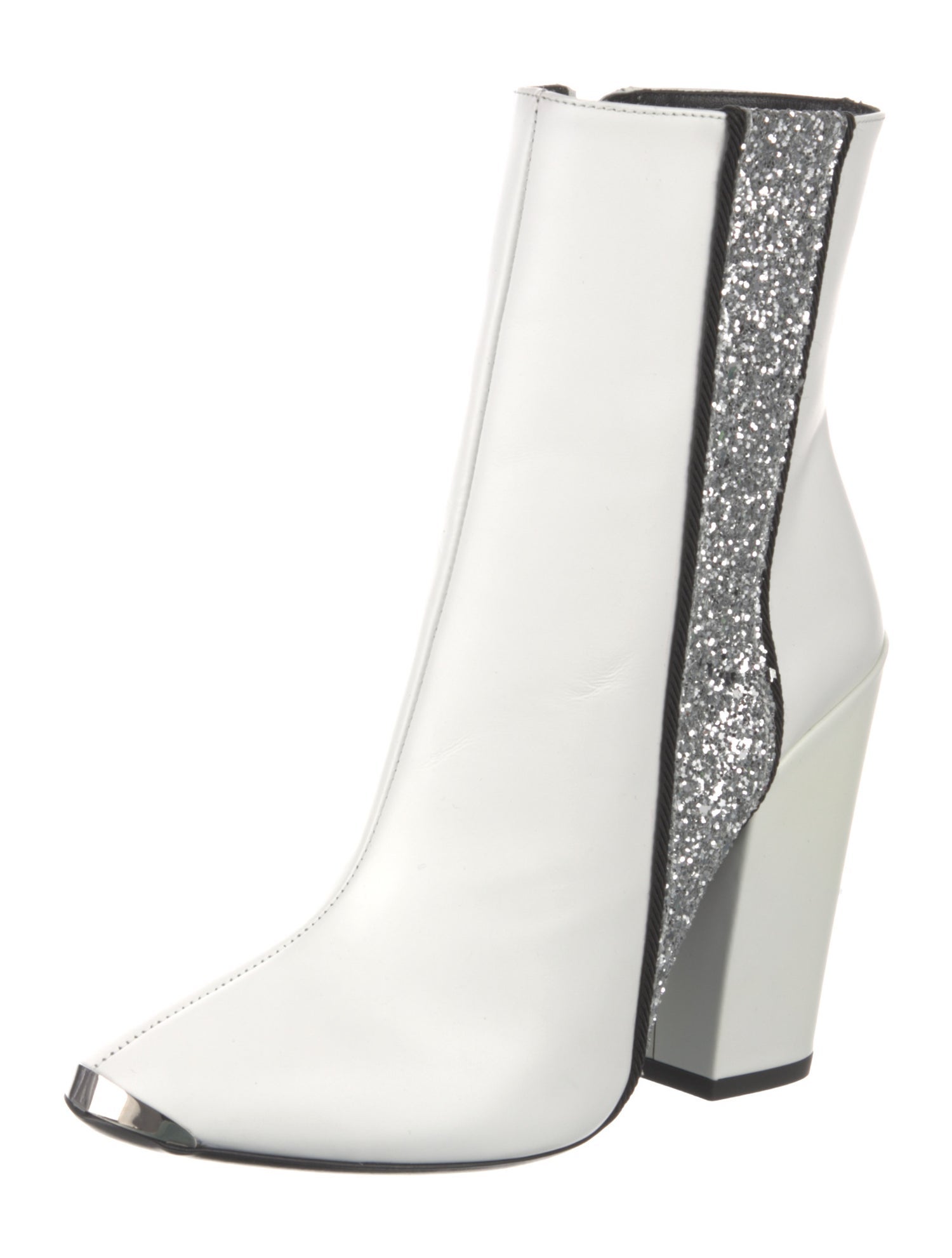 Amiri Leather Glitter Accents Boots