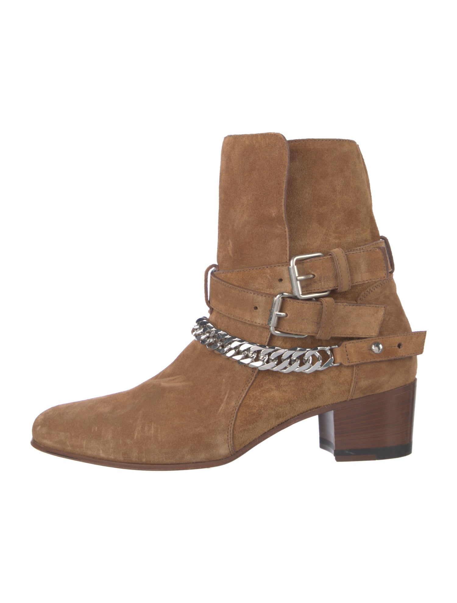 Amiri Suede Chain-Link Accents Moto Boots