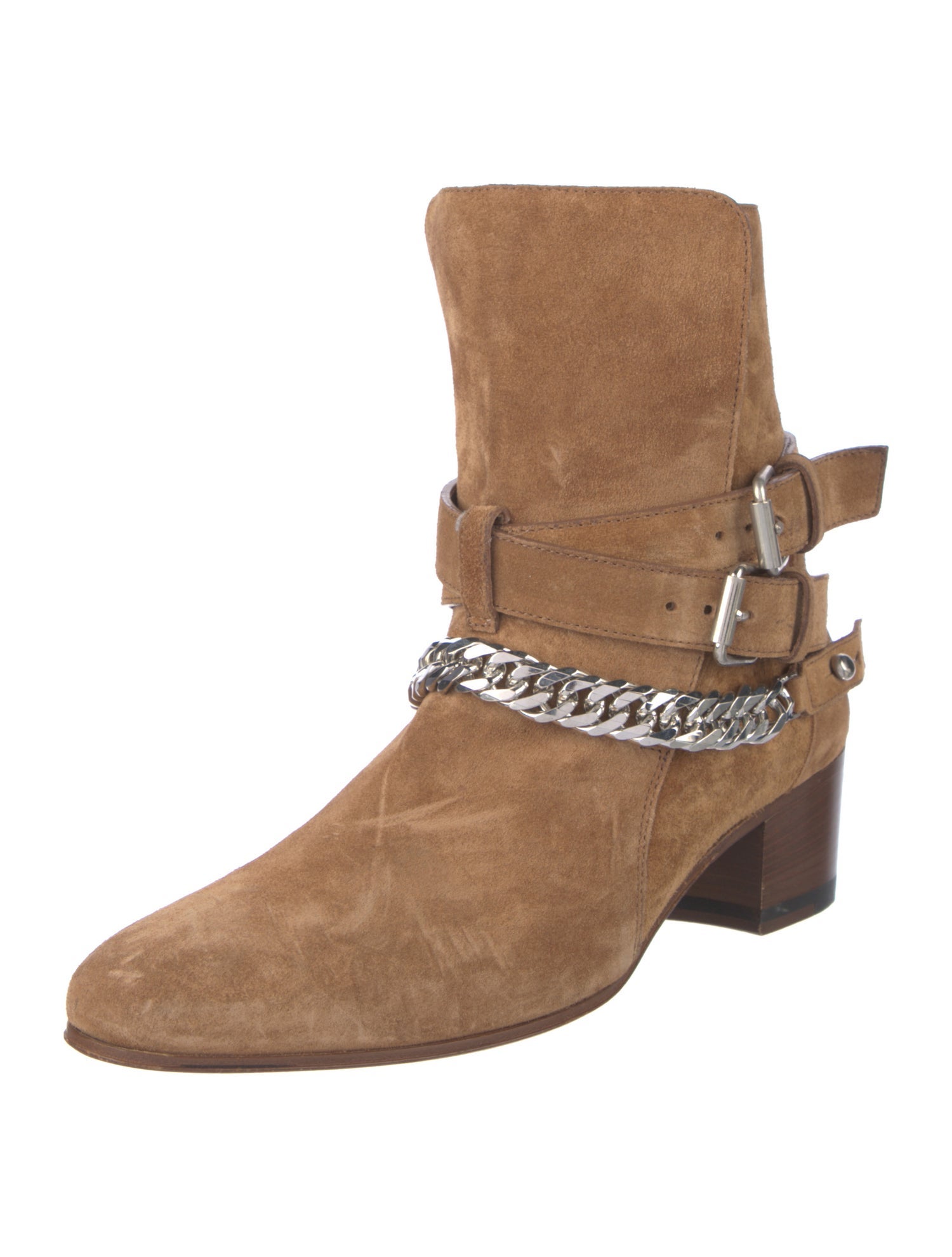 Amiri Suede Chain-Link Accents Moto Boots