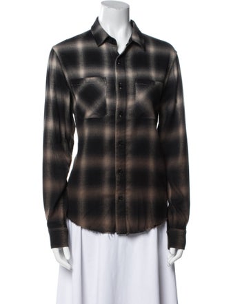 Amiri Plaid Print Long Sleeve Button-Up Top