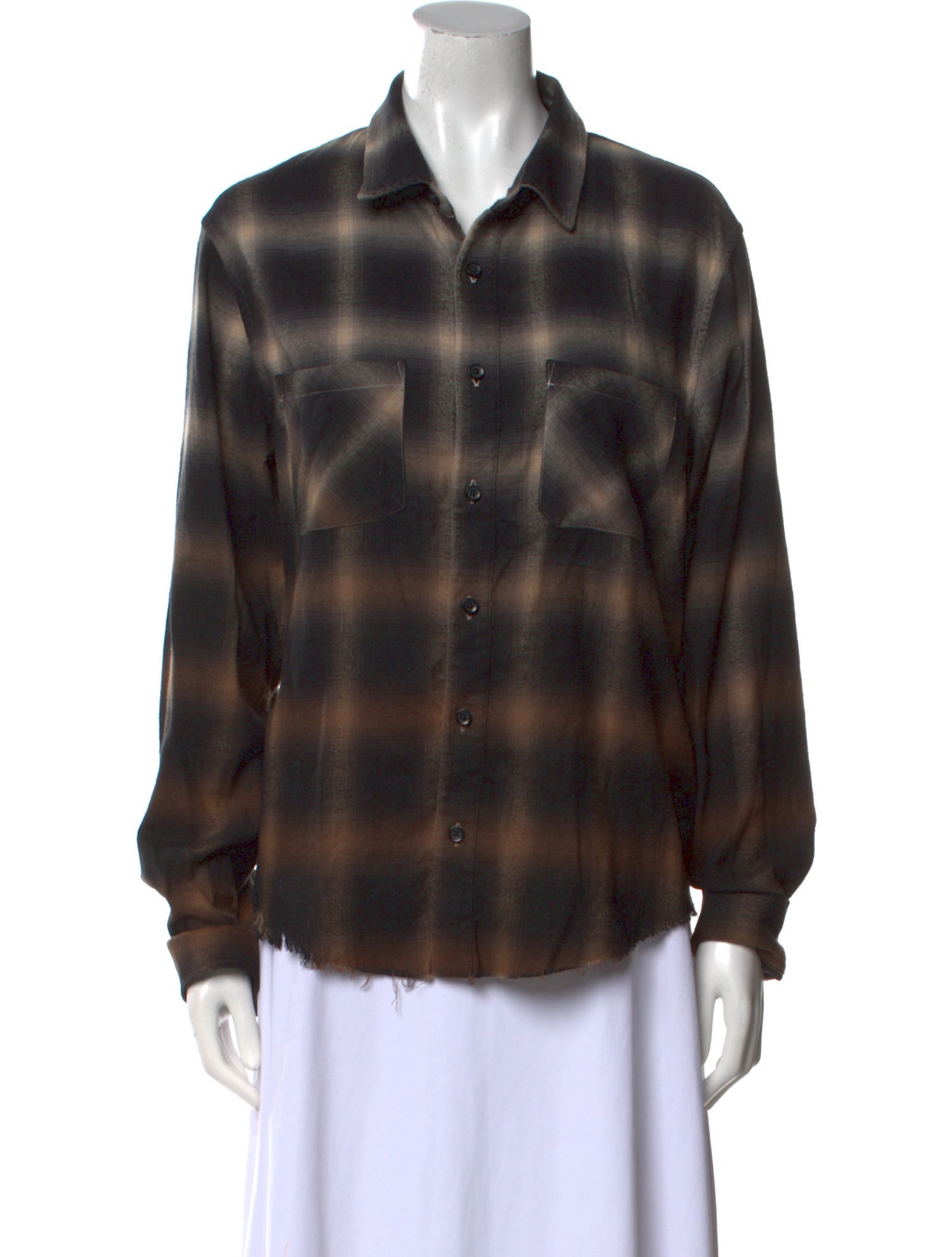 Amiri Plaid Print Long Sleeve Button-Up Top