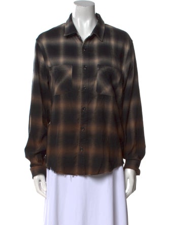 Amiri Plaid Print Long Sleeve Button-Up Top