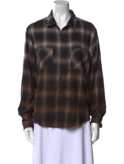 Amiri Plaid Print Long Sleeve Button-Up Top