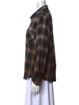 Amiri Plaid Print Long Sleeve Button-Up Top