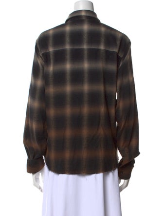 Amiri Plaid Print Long Sleeve Button-Up Top