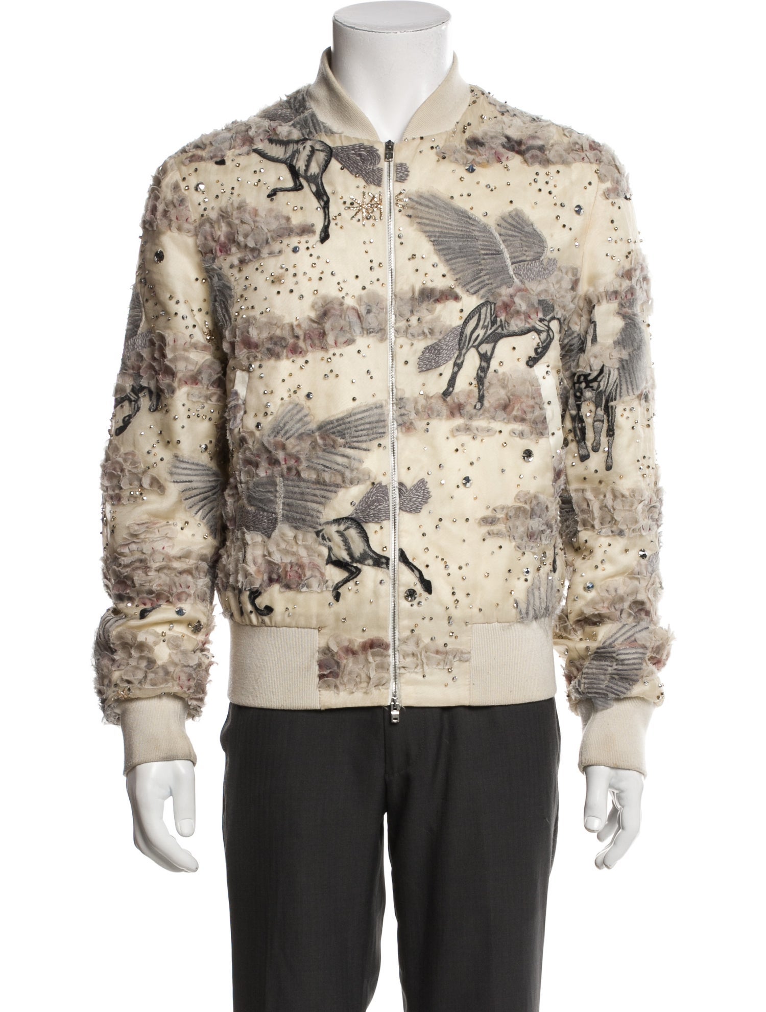 Amiri Silk Crystal Embellished Bomber Jacket