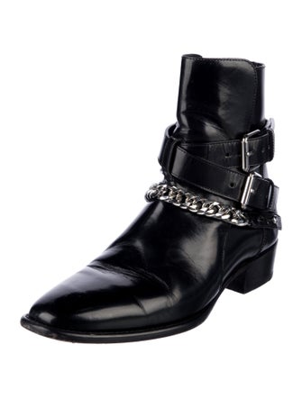 Amiri Leather Chain-Link Accents Boots