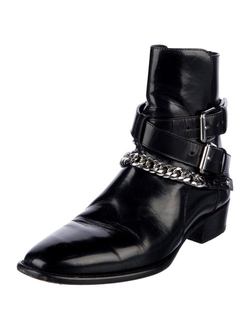 Amiri Leather Chain-Link Accents Boots