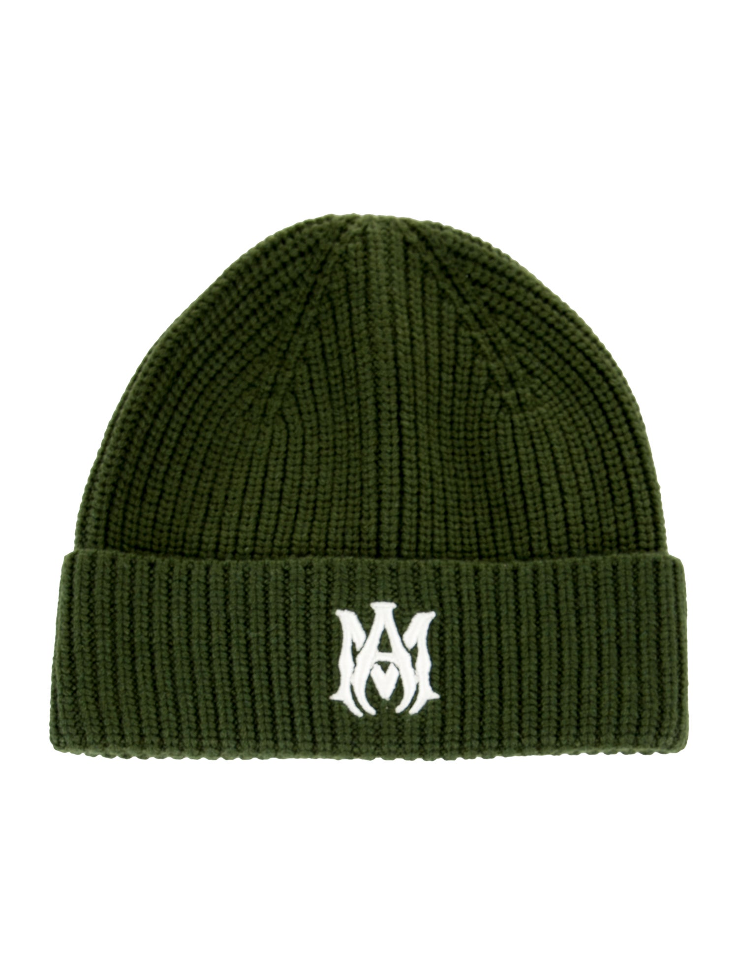 Amiri Green Knitted Embroidered Detail Beanie