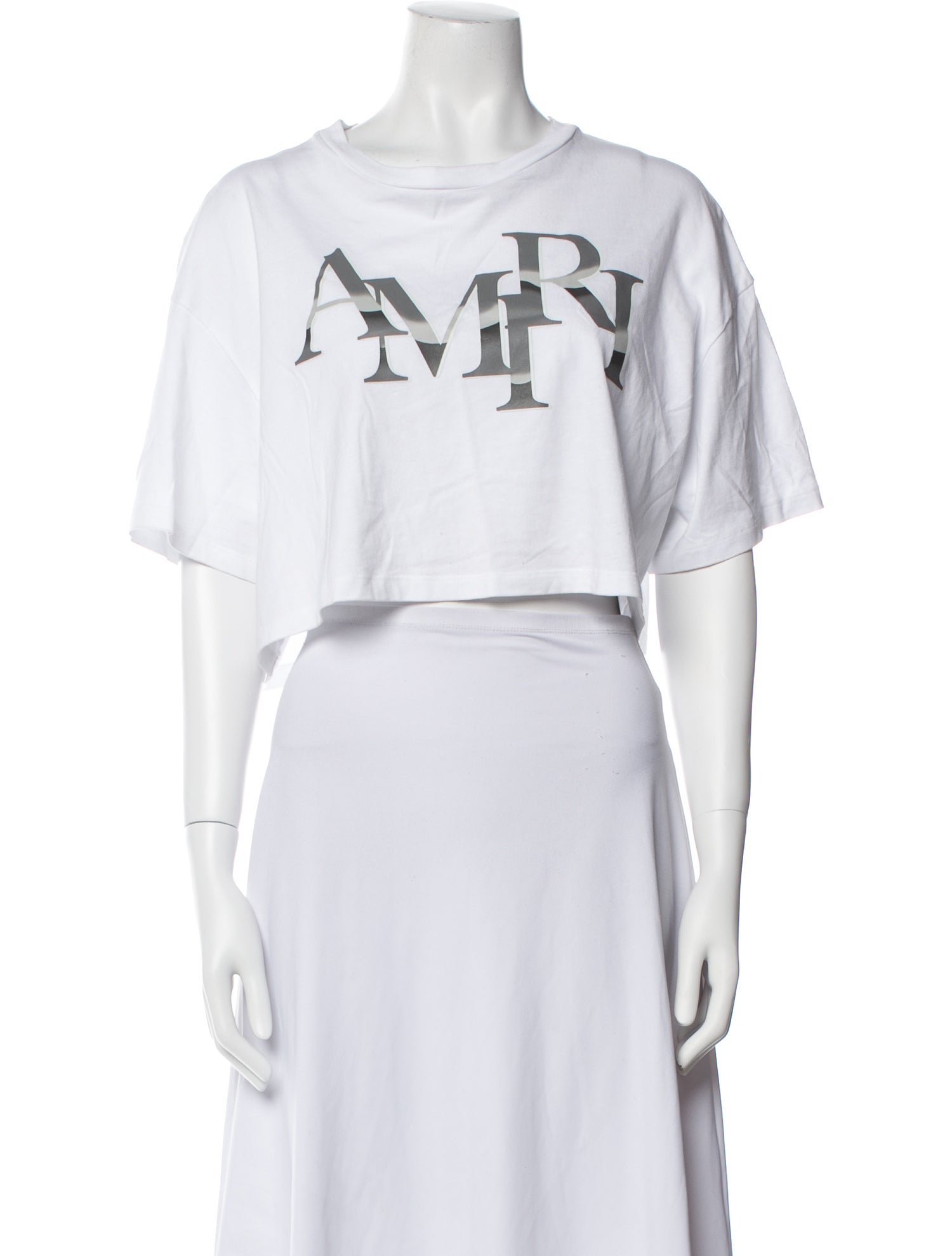 Amiri Staggered Chrome Graphic Print Crop Top
