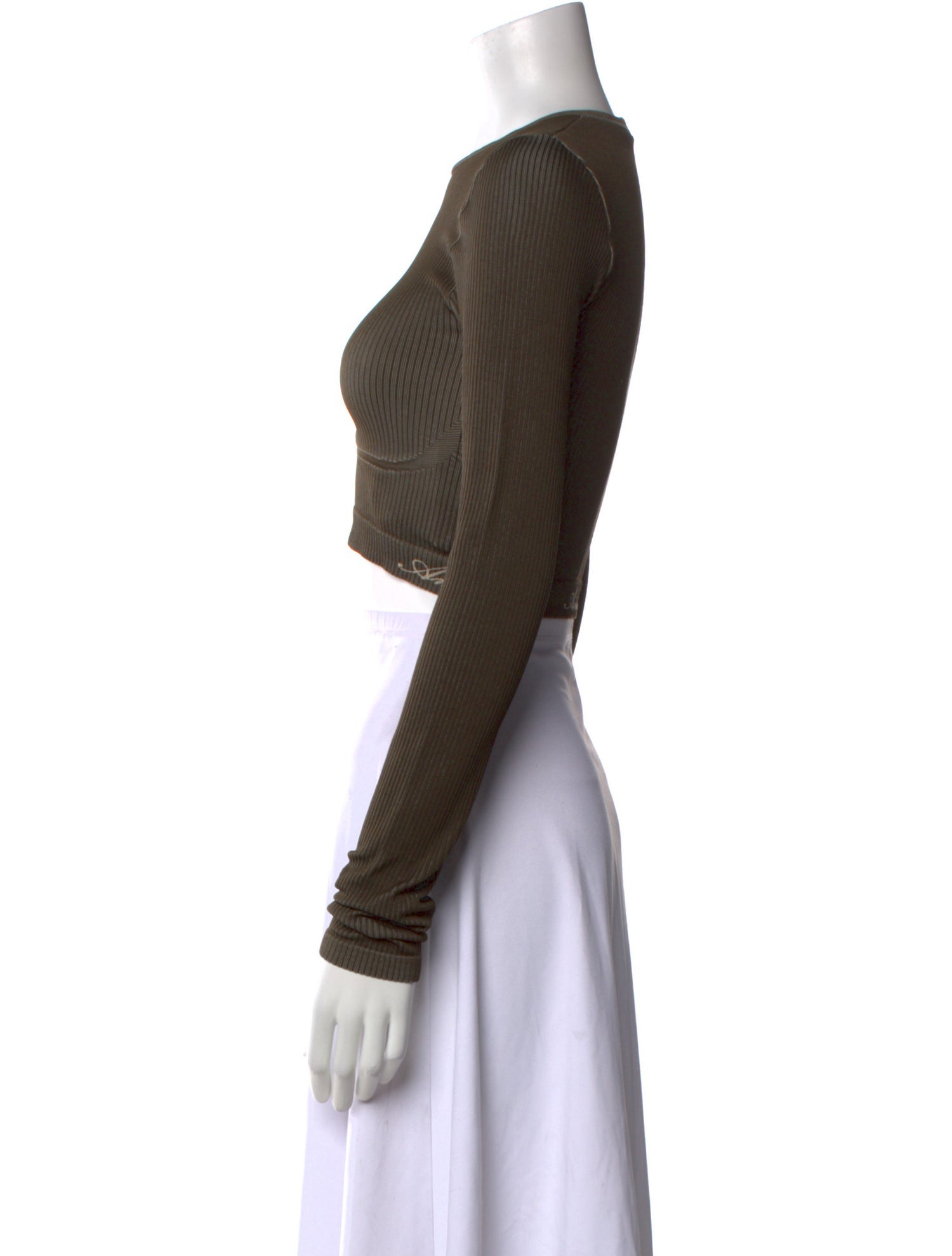 Amiri Crew Neck Long Sleeve Crop Top