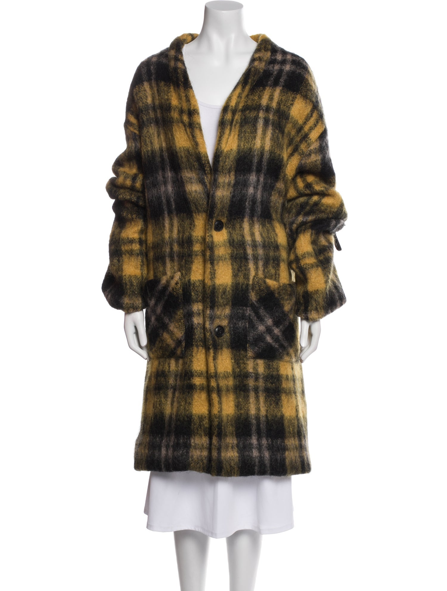 Amiri Mohair Plaid Print Coat