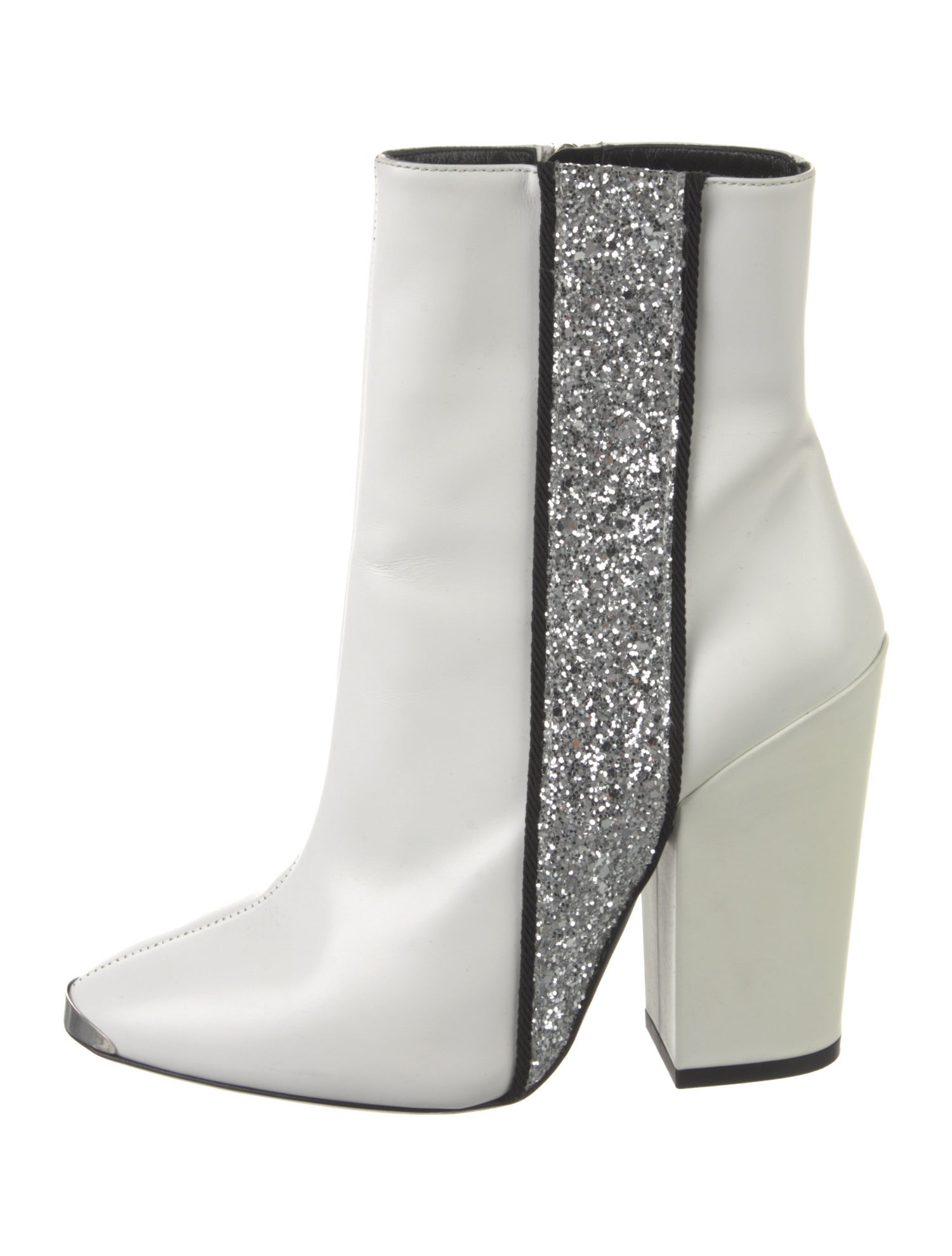 Amiri Leather Glitter Accents Boots