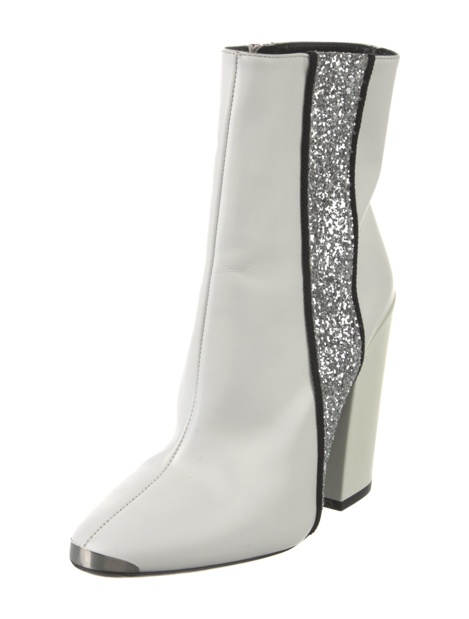 Amiri Leather Glitter Accents Boots