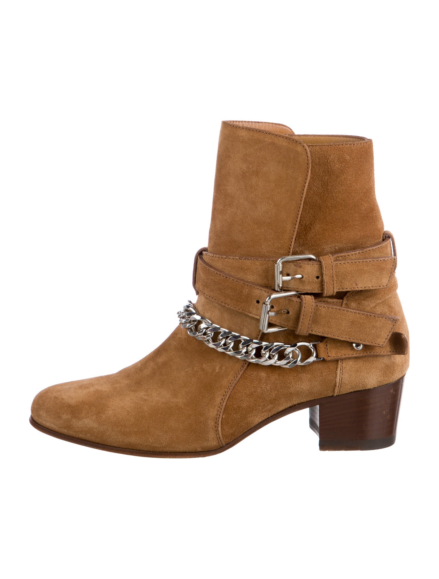Amiri Suede Chain-Link Accents Moto Boots
