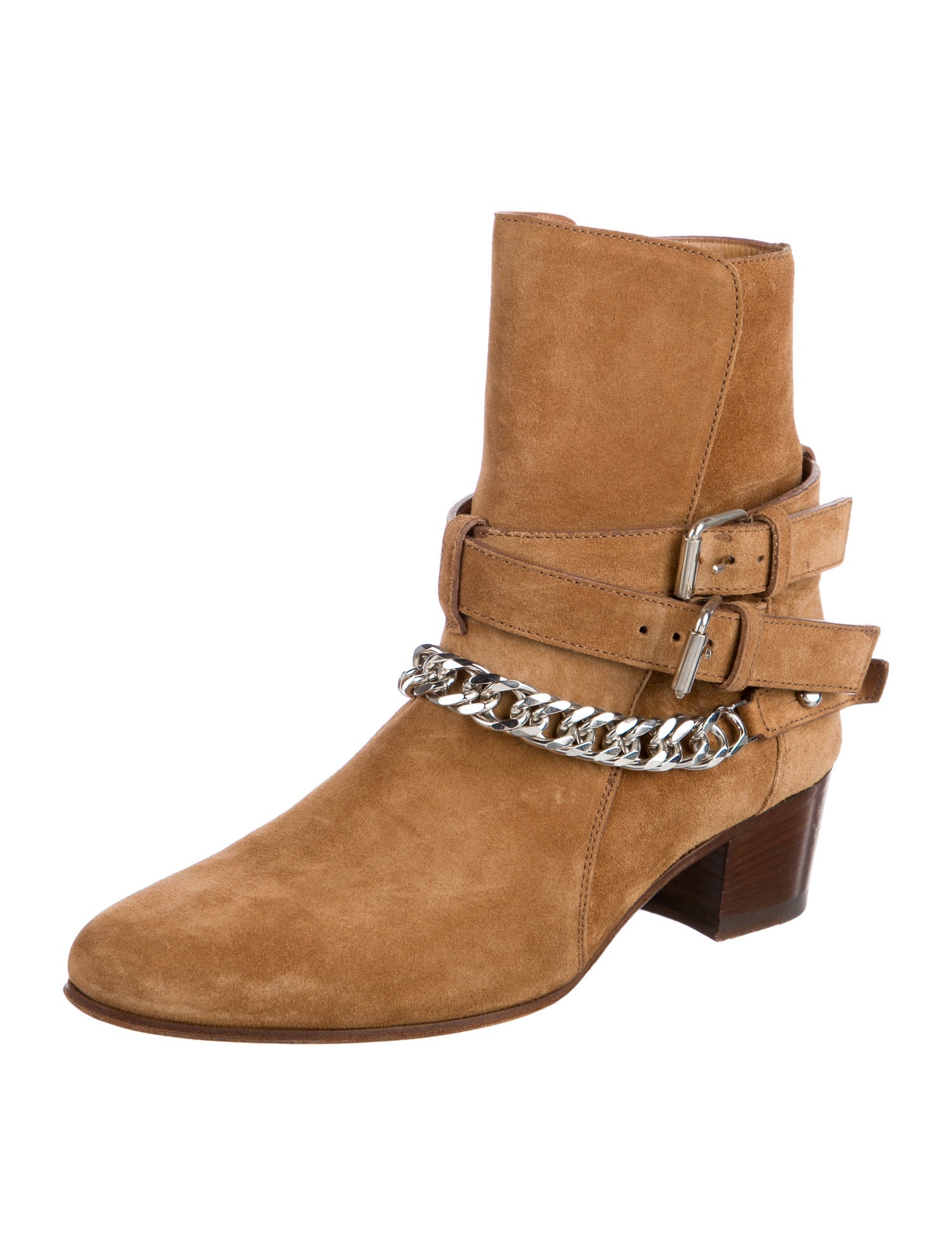Amiri Suede Chain-Link Accents Moto Boots