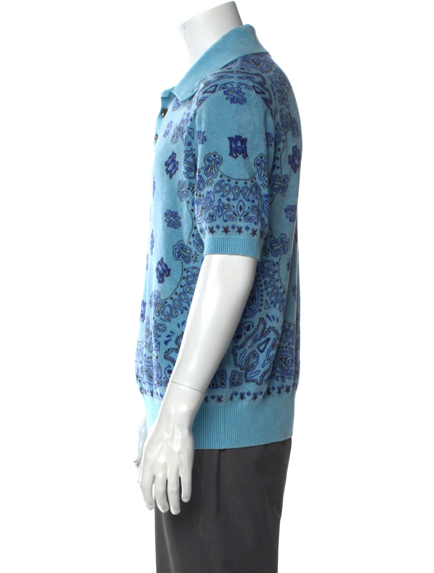 Amiri Paisley Print V-Neck Polo Shirt