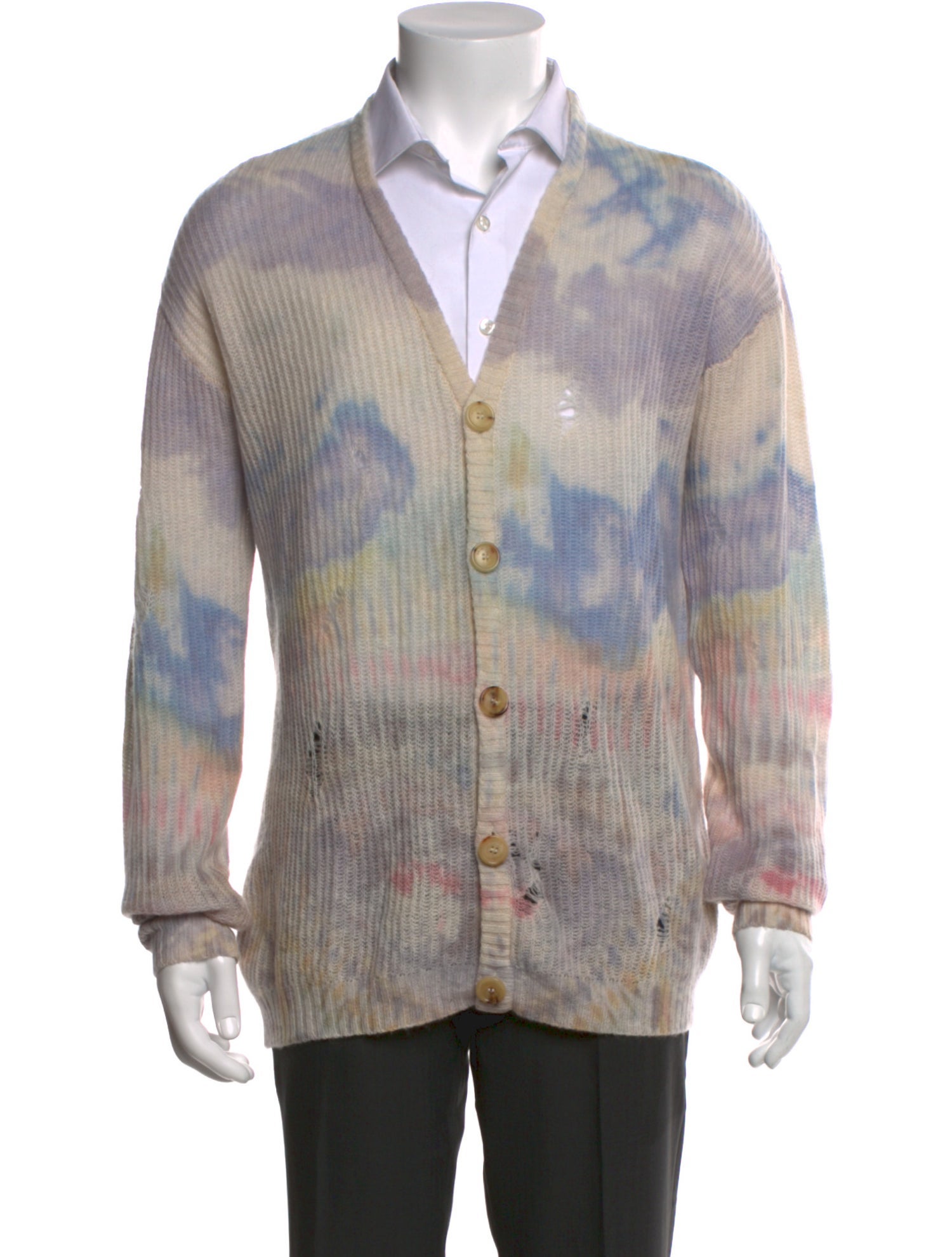 Amiri Cashmere Tie-Dye Print Cardigan