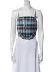 Amiri Plaid Print Square Neckline Crop Top
