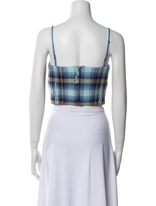 Amiri Plaid Print Square Neckline Crop Top