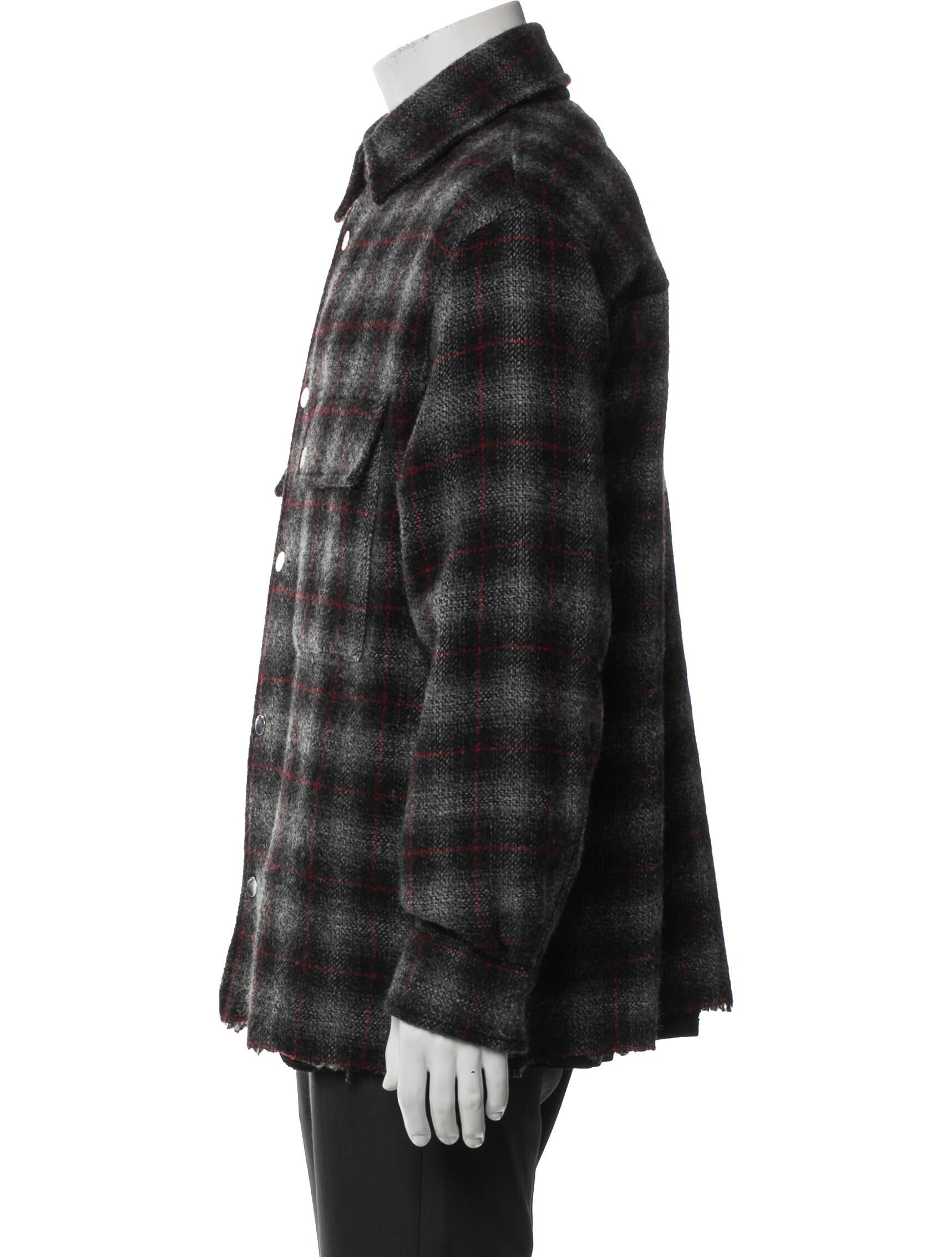 Amiri Wool Plaid Print Utility Jacket