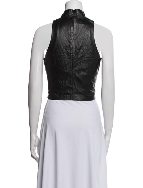 Amiri Lamb Leather Mock Neck Crop Top