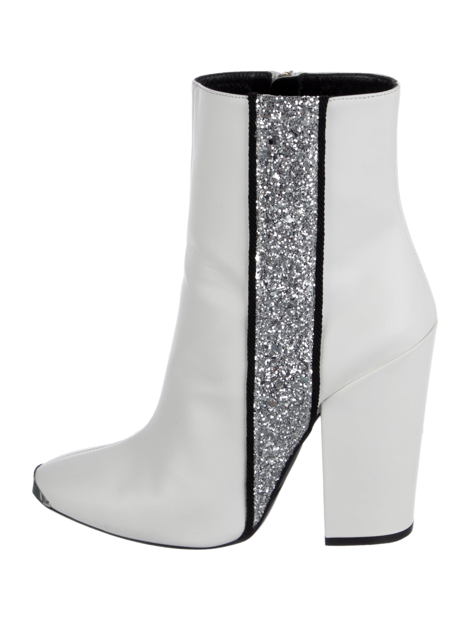 Amiri Leather Glitter Accents Boots