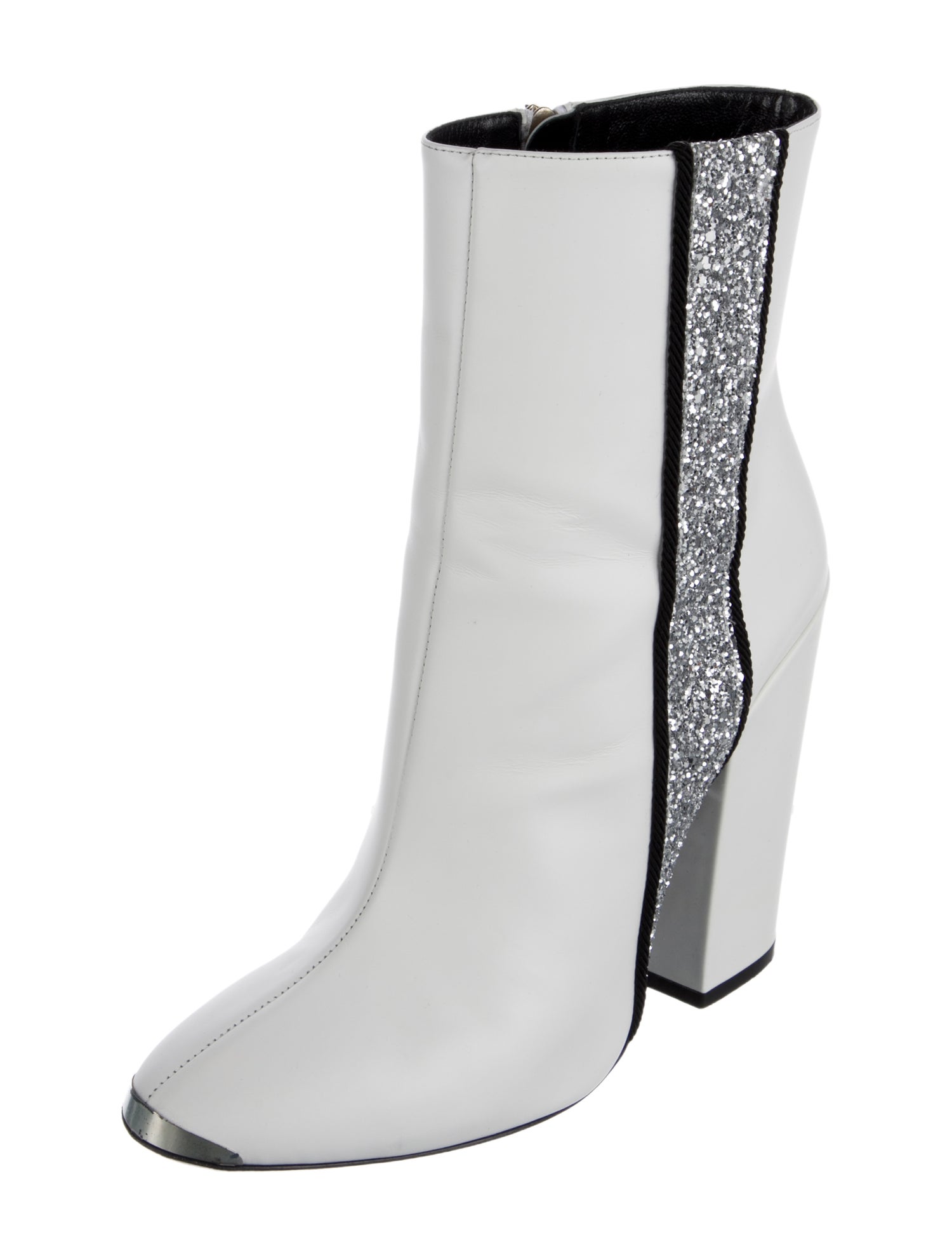 Amiri Leather Glitter Accents Boots