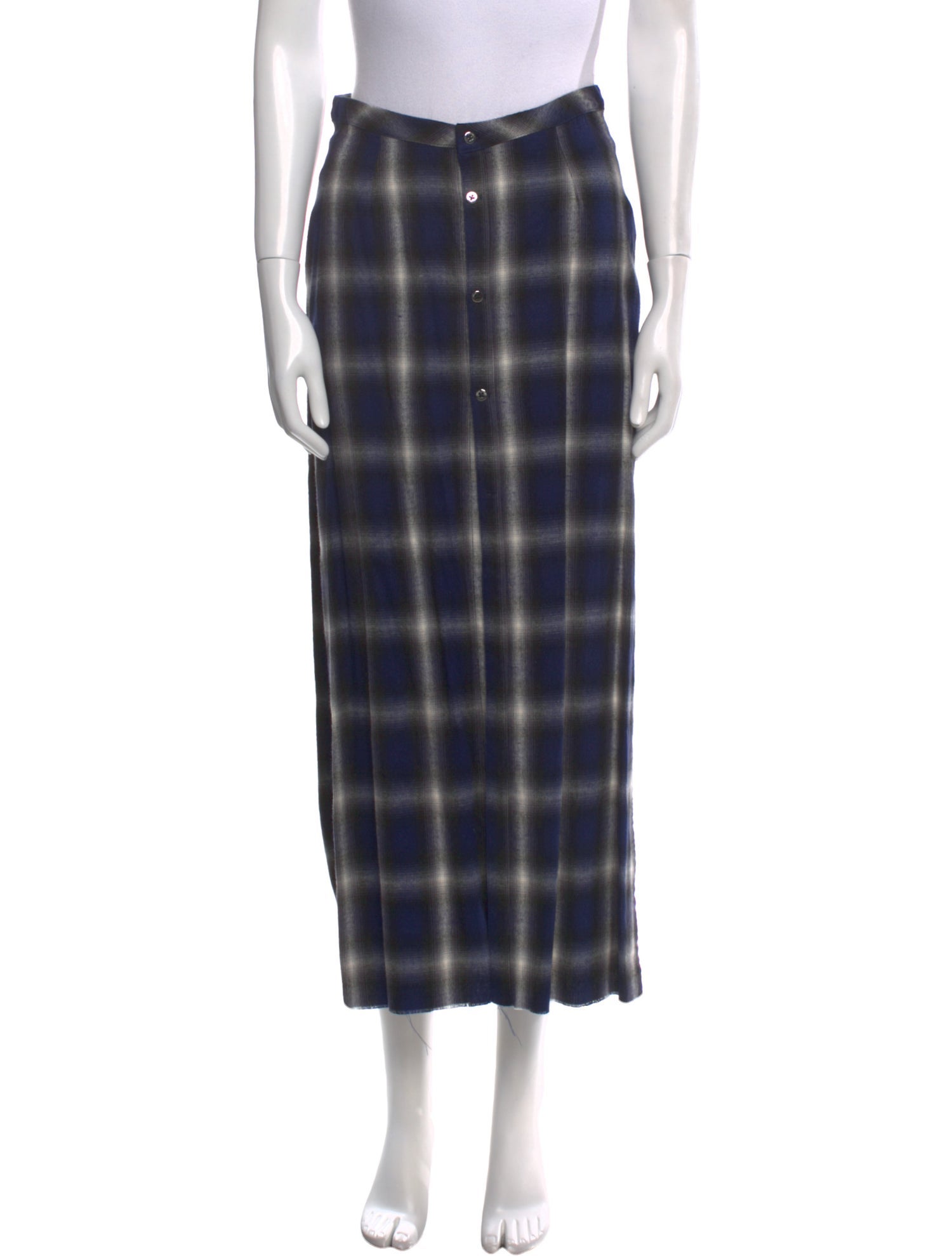 Amiri Plaid Print Midi Length Skirt