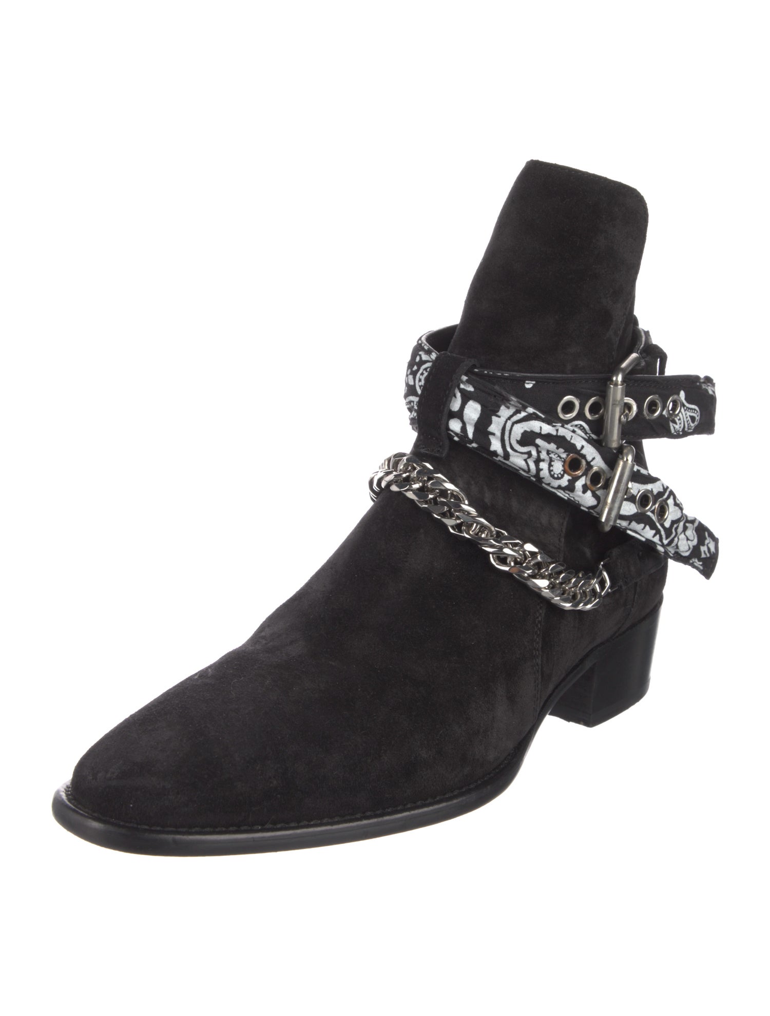 Amiri Suede Paisley Print Boots