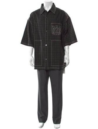 Amiri Plaid Print Three-Quarter Sleeve Shirt