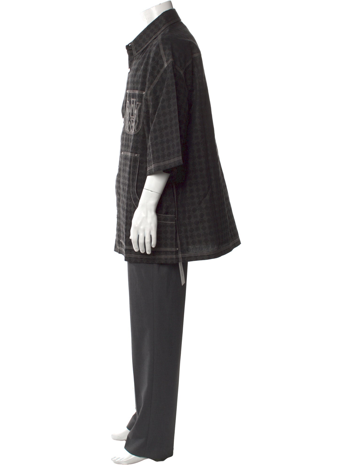 Amiri Plaid Print Three-Quarter Sleeve Shirt