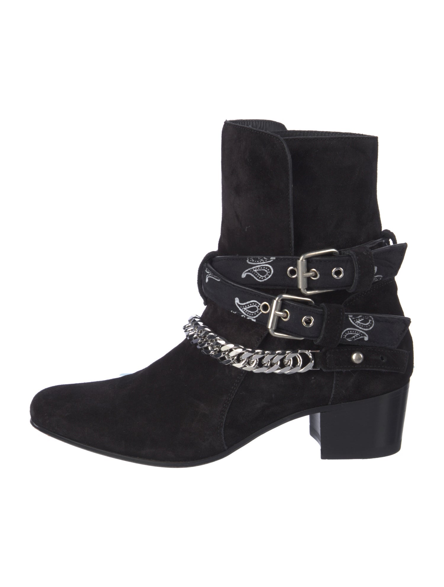 Amiri Chain-Link Accent Suede Moto Boots