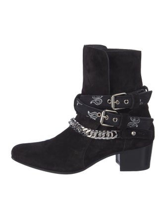 Amiri Chain-Link Accent Suede Moto Boots