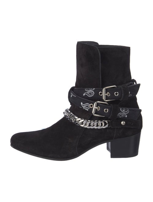 Amiri Chain-Link Accent Suede Moto Boots