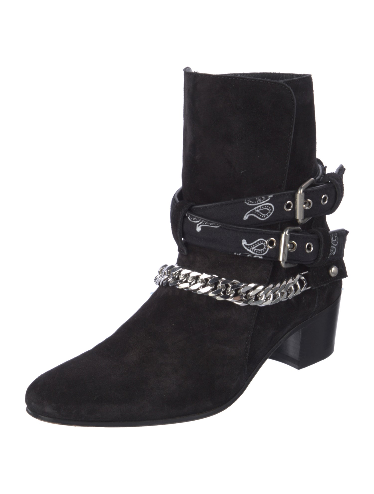 Amiri Chain-Link Accent Suede Moto Boots