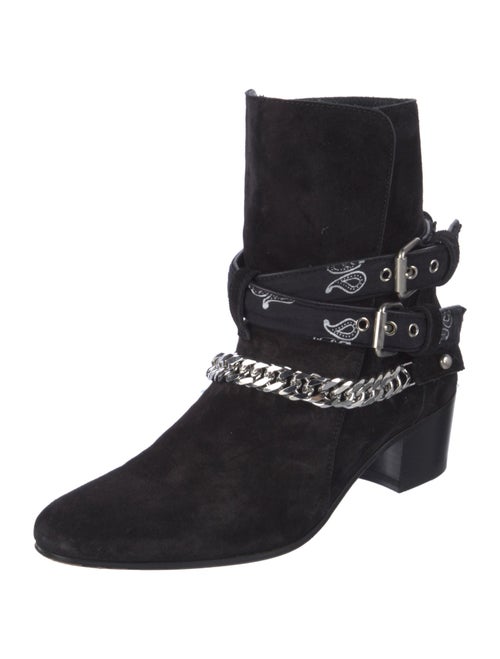 Amiri Chain-Link Accent Suede Moto Boots