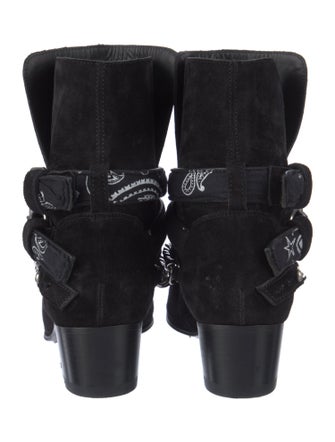 Amiri Chain-Link Accent Suede Moto Boots
